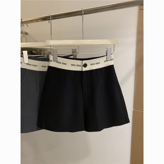 High waist slim A-line shorts