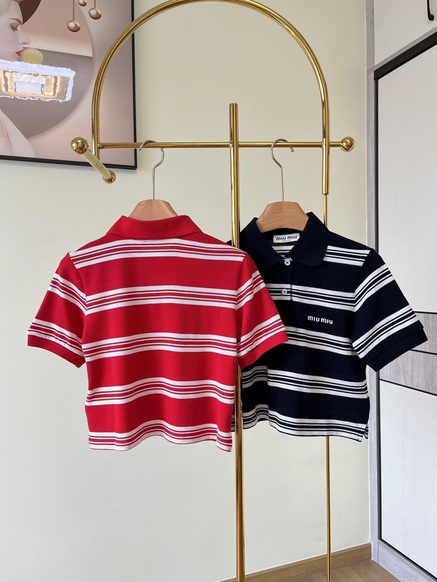 New striped knitted short polo short sleeve