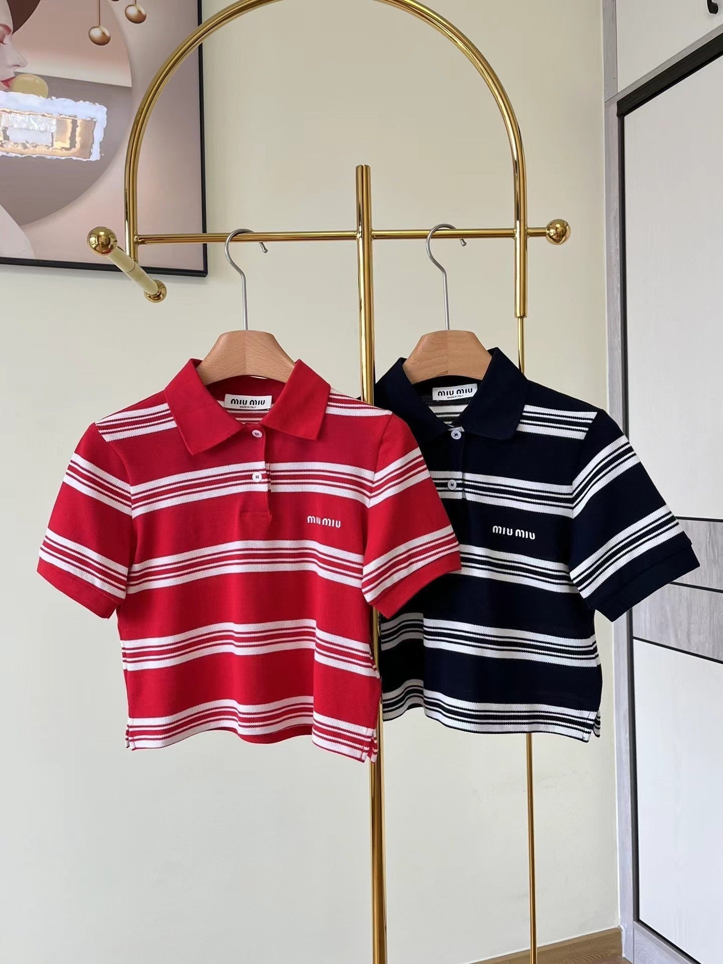 New striped knitted short polo short sleeve