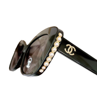 New high-end gold gray pearl frame sunglasses