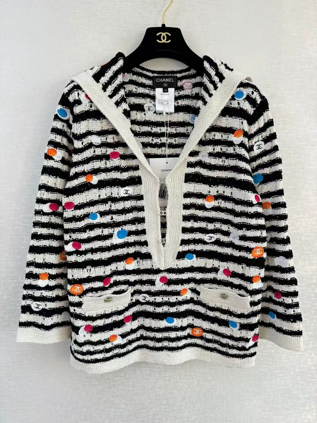 New logo button contrast color knitted long sleeve