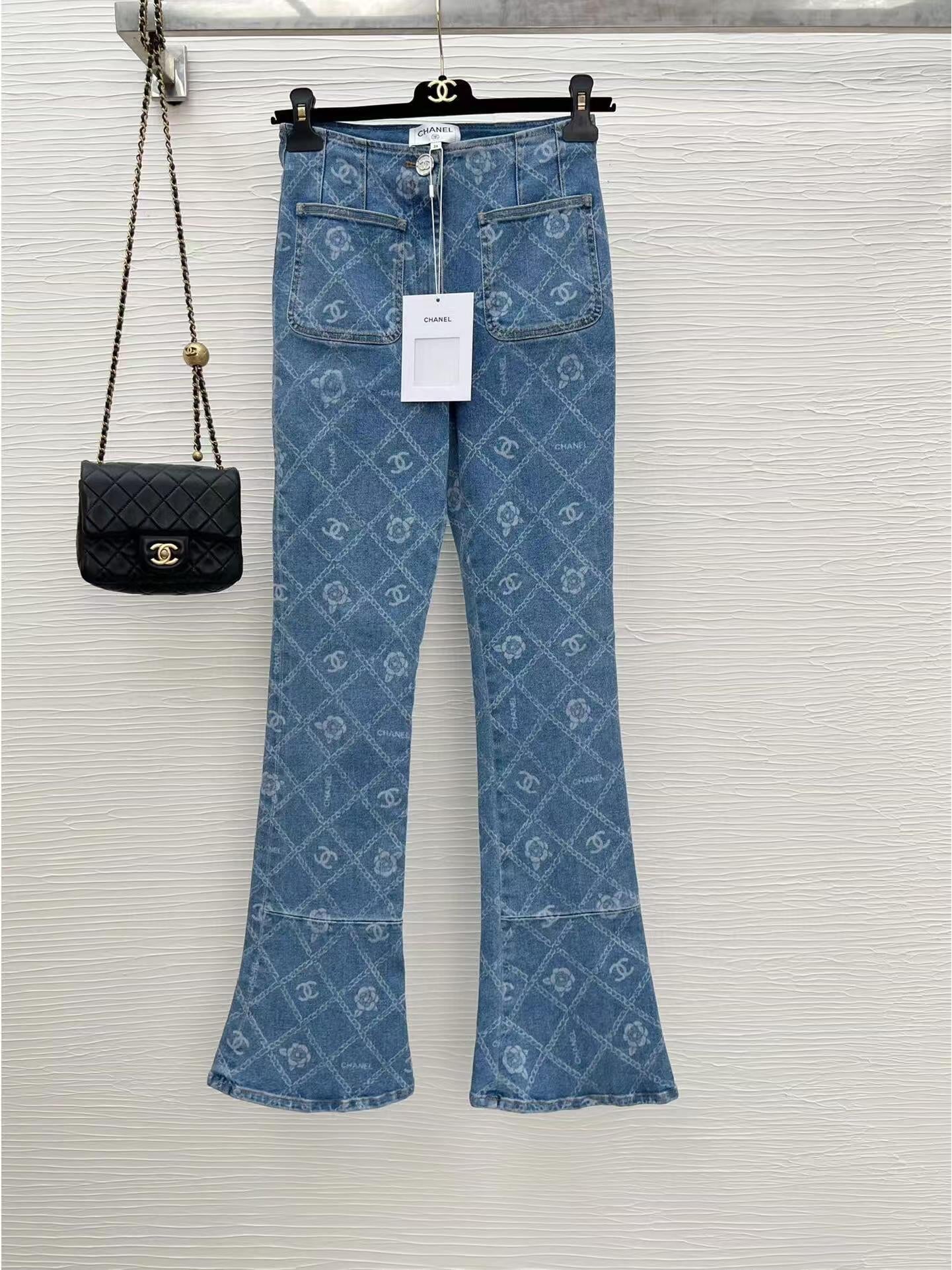 New style printed full-covered flared jeans