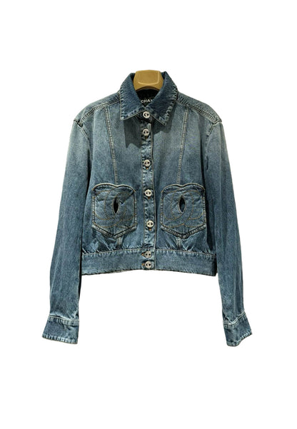 New logo embroidered pocket denim jacket