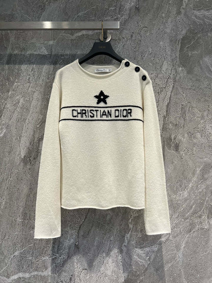 New letter button knitted sweater long sleeves