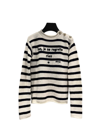 New letter embroidered striped sweater