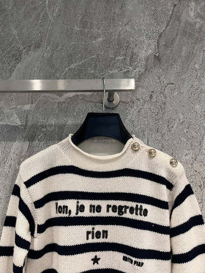 New letter embroidered striped sweater