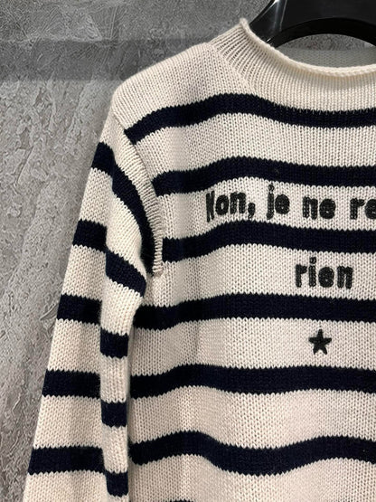 New letter embroidered striped sweater