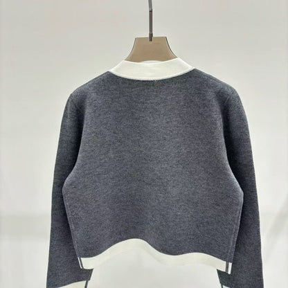 New contrast color knitted short long sleeve