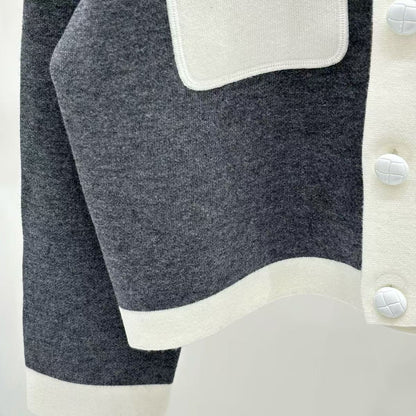 New contrast color knitted short long sleeve