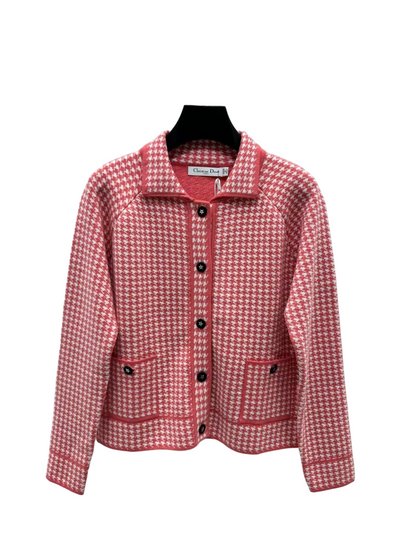 New checkered knitted jacket