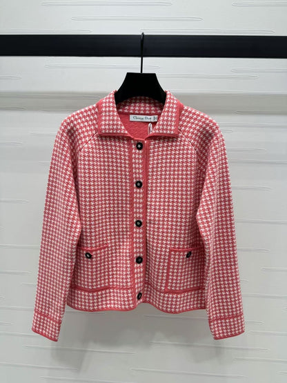 New checkered knitted jacket