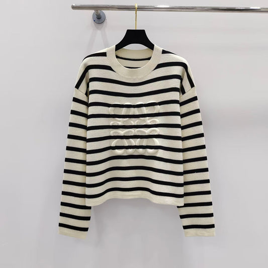 New striped contrast knitted long sleeve