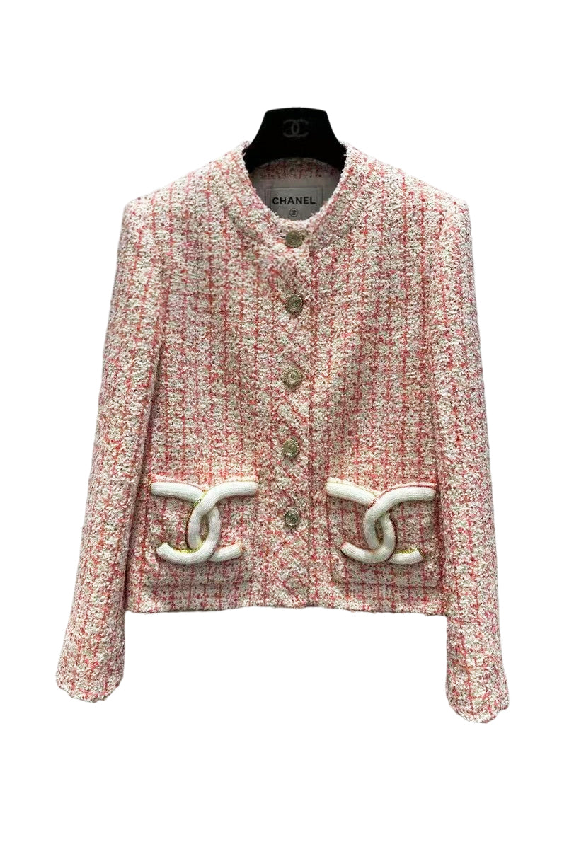 New check woven soft tweed jacket