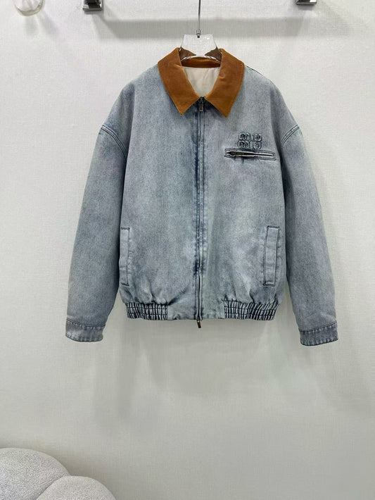 New Corduroy Lapel Denim Jacket