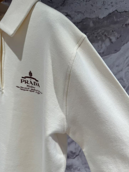 New Polo Collar Letter Printed Sweatshirt