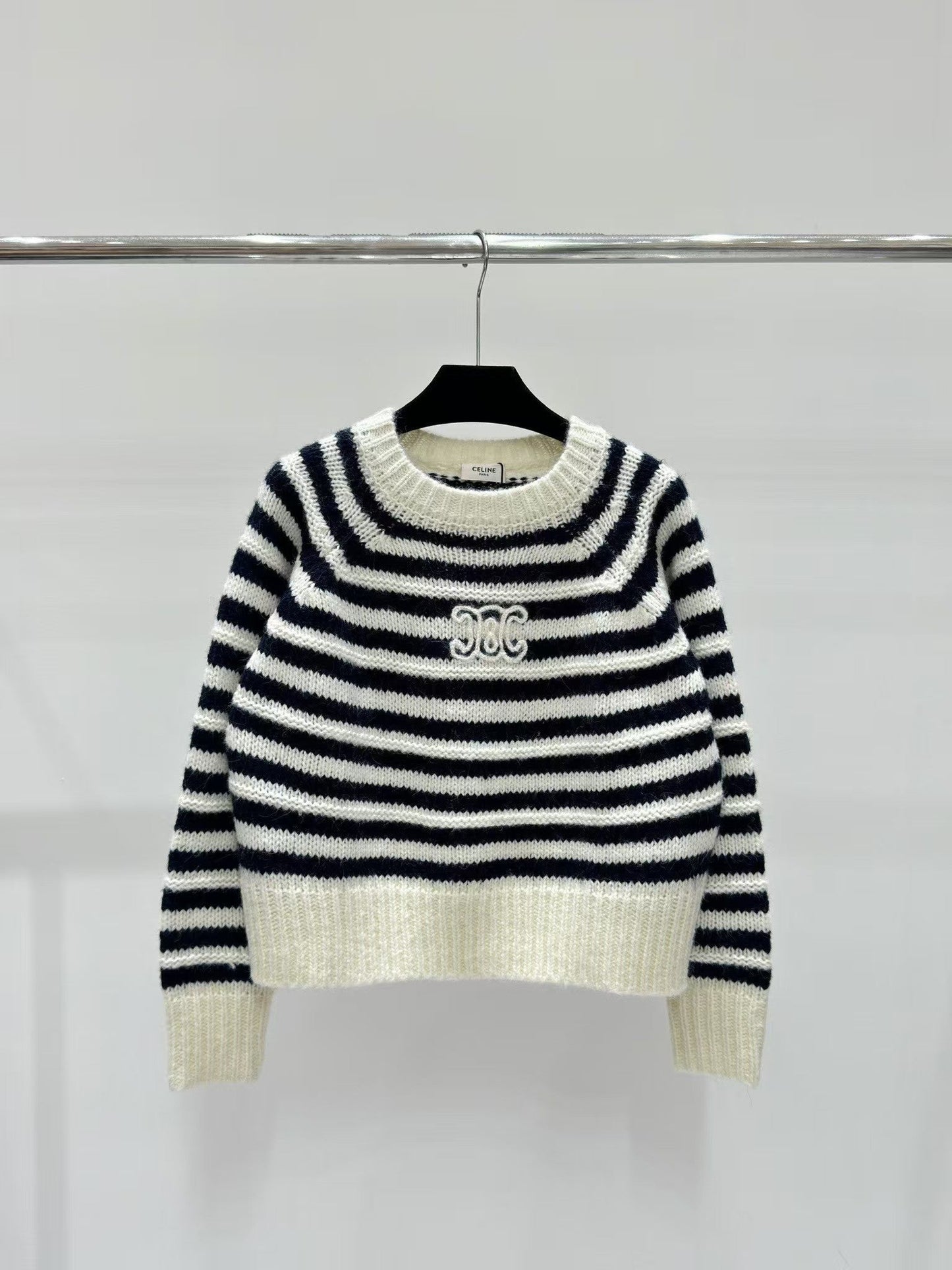 New Striped Crewneck Logo Knit Sweater