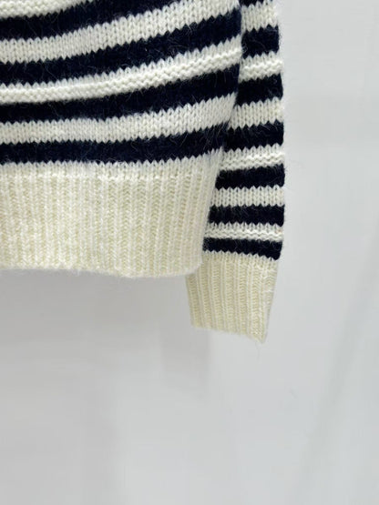 New Striped Crewneck Logo Knit Sweater