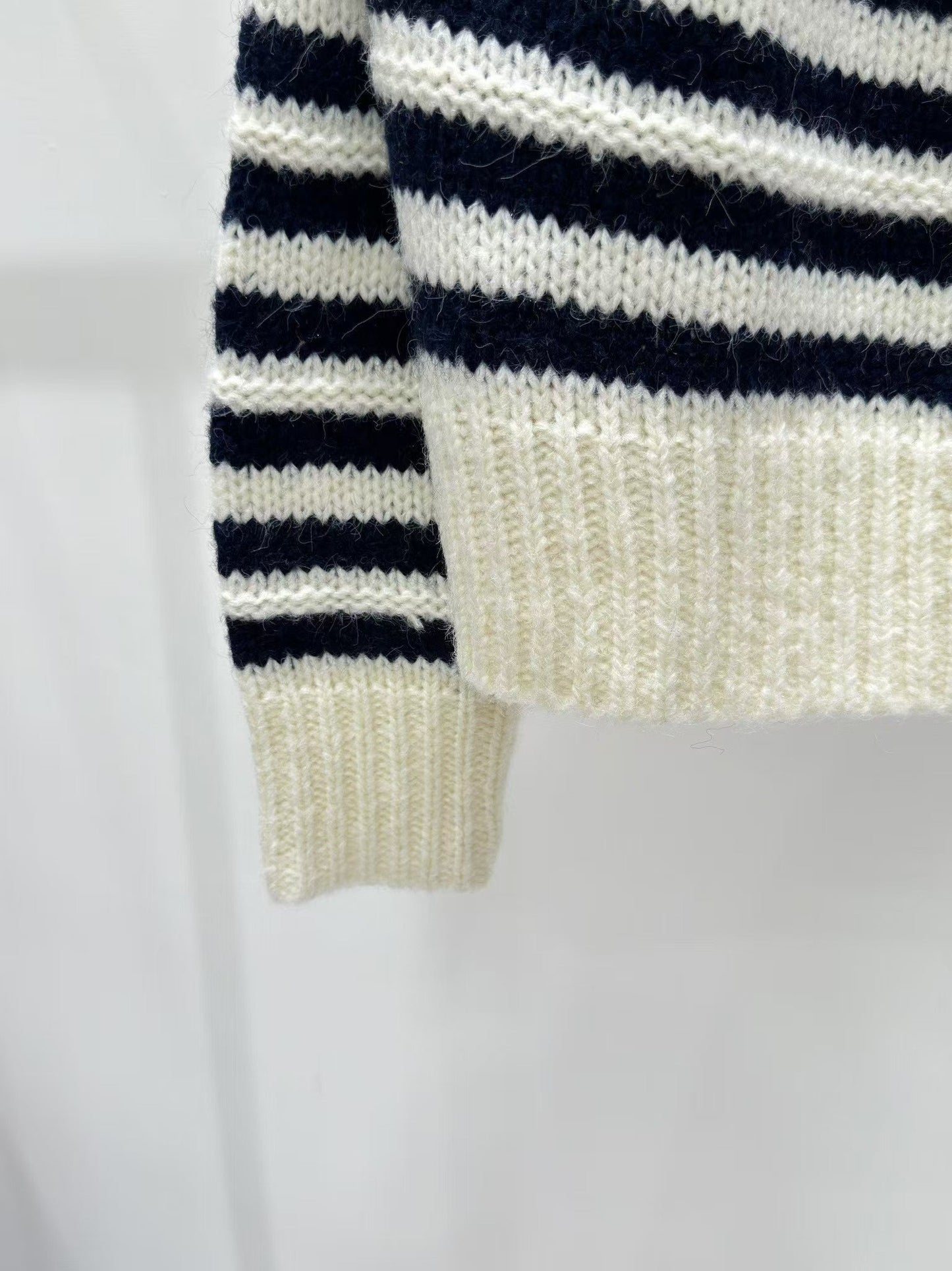 New Striped Crewneck Logo Knit Sweater