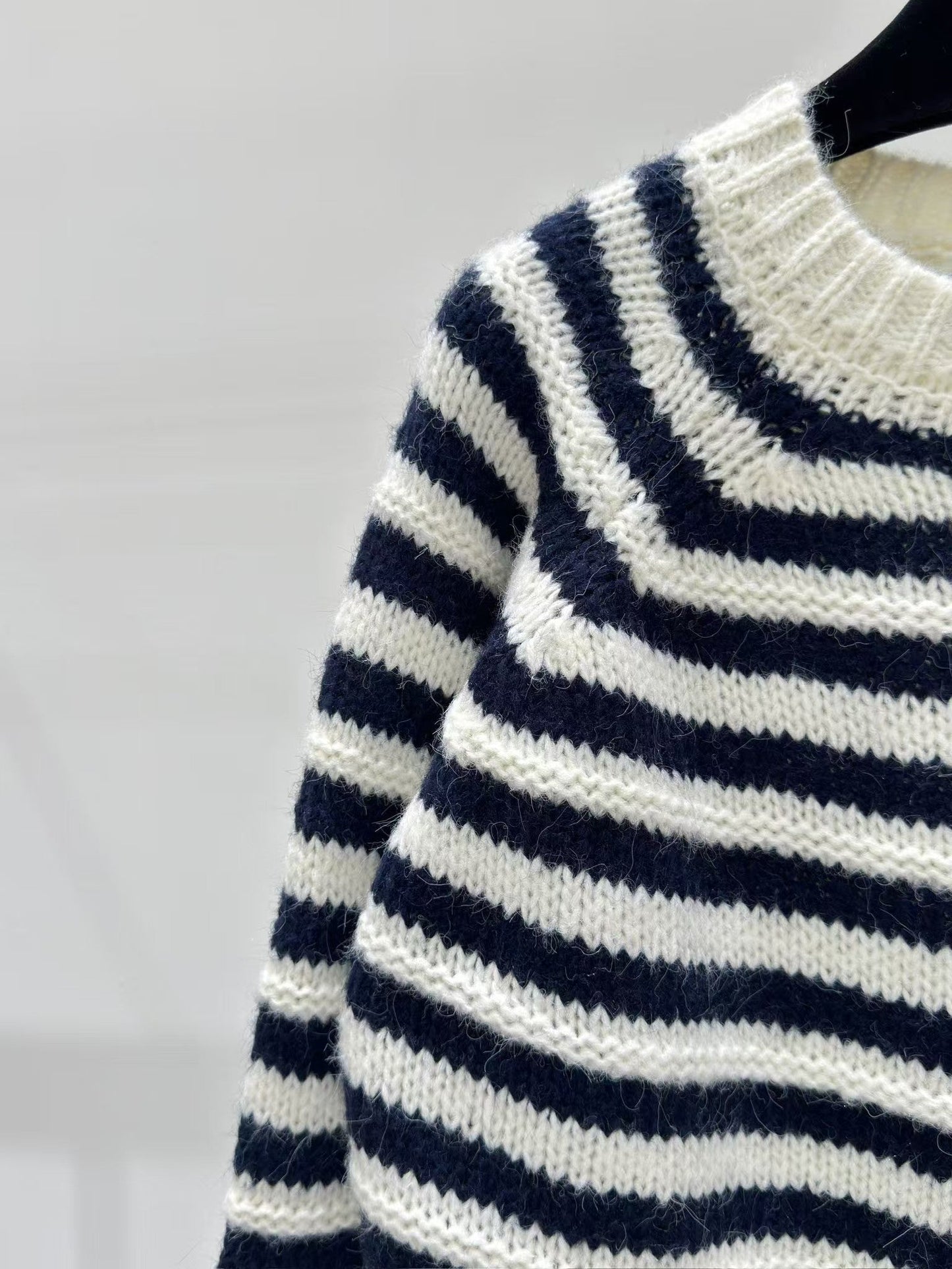 New Striped Crewneck Logo Knit Sweater