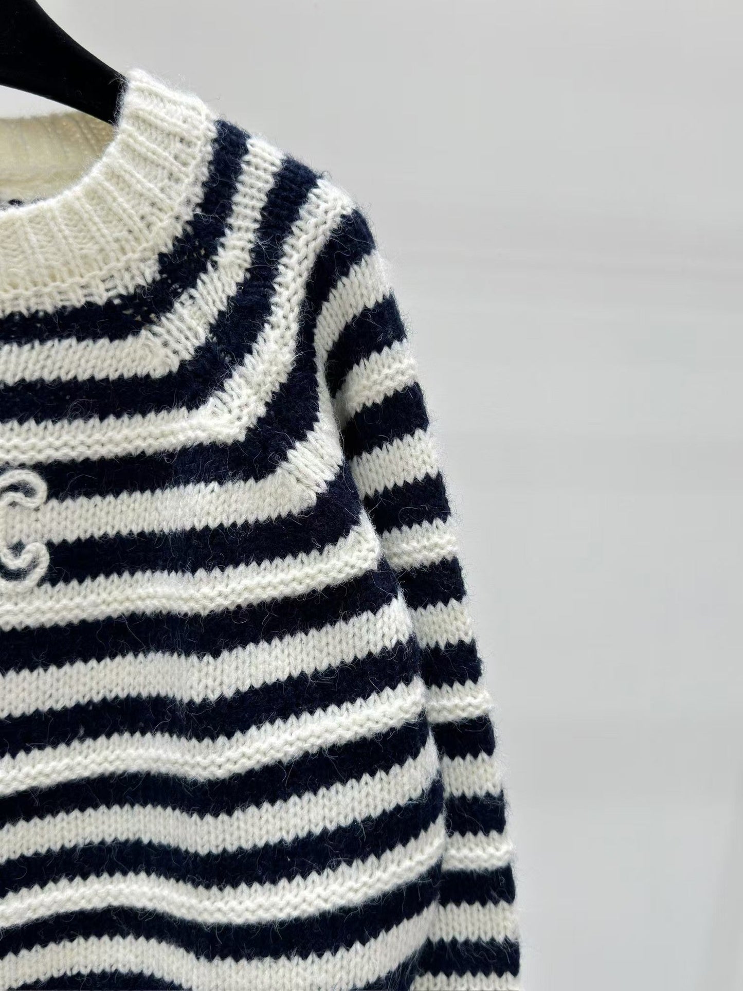 New Striped Crewneck Logo Knit Sweater