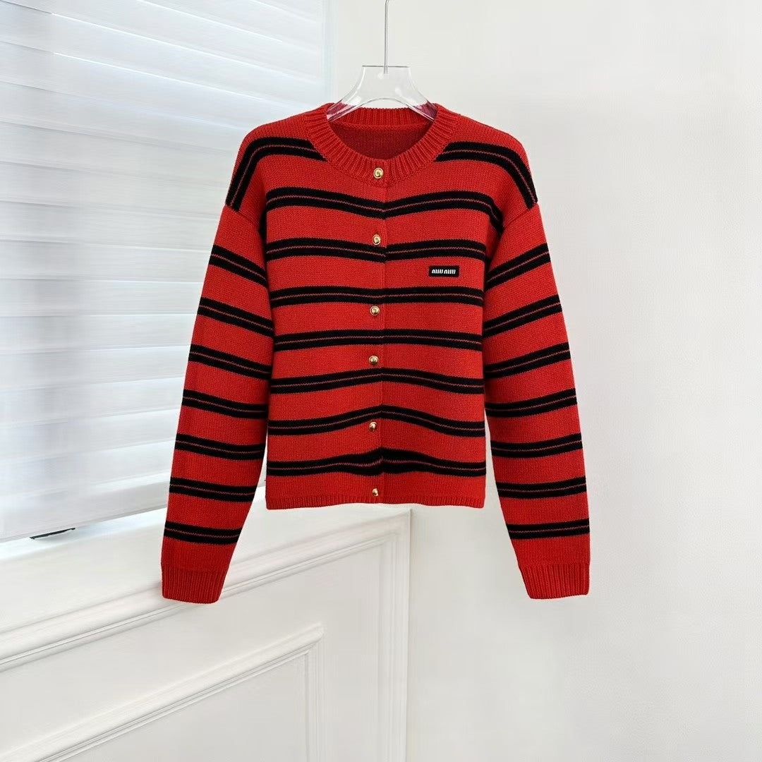 New Striped Knitted Cardigan Sweater