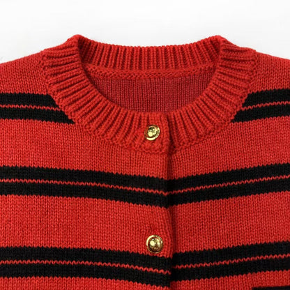 New Striped Knitted Cardigan Sweater