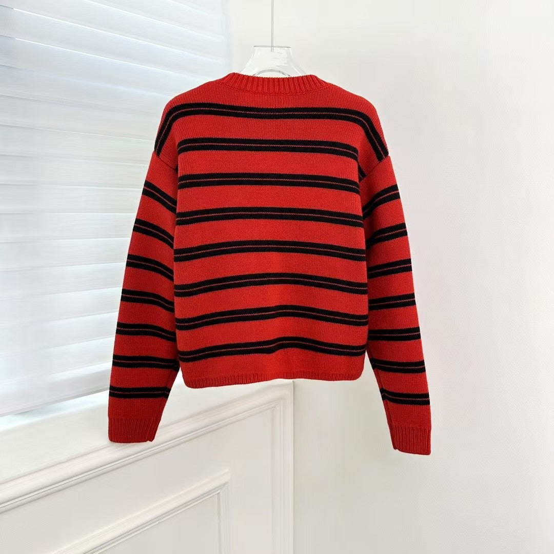 New Striped Knitted Cardigan Sweater