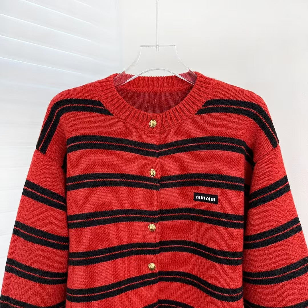 New Striped Knitted Cardigan Sweater