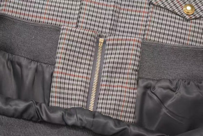 New Plaid Lettering Zipper Jacket