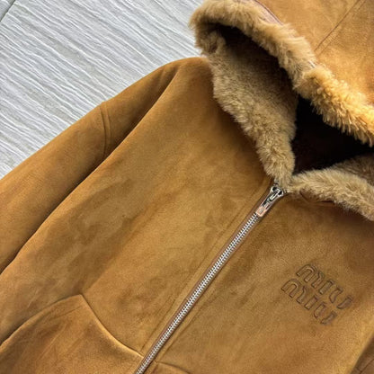 New hooded suede jacket