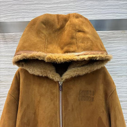 New hooded suede jacket