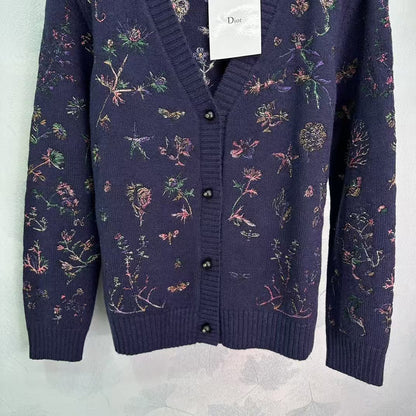 New Cashmere Wool Embroidered Knitted Jacket