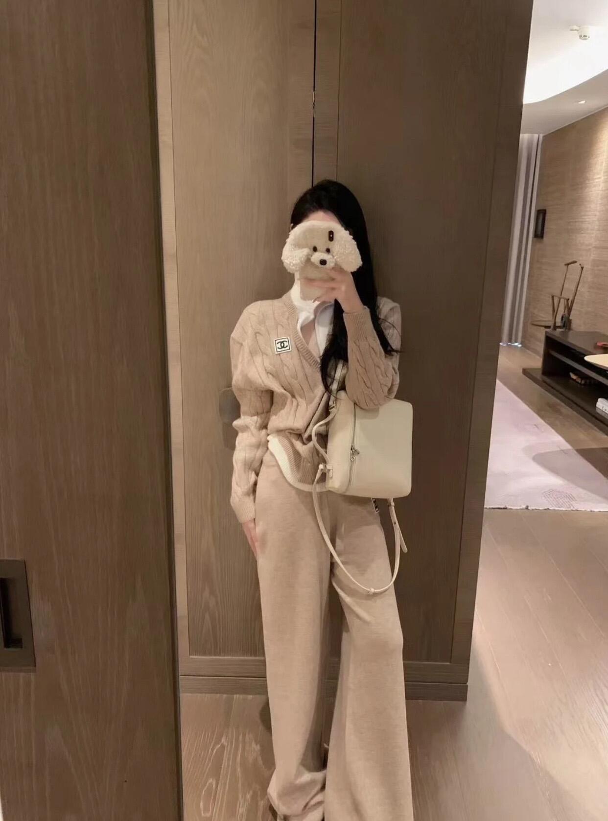 2025 sweater fake two piece + casual pants set