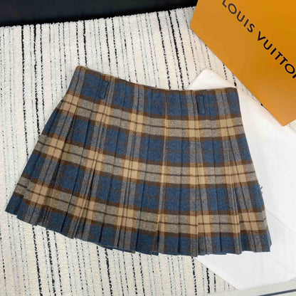 Paperclip Check Pleated Skirt