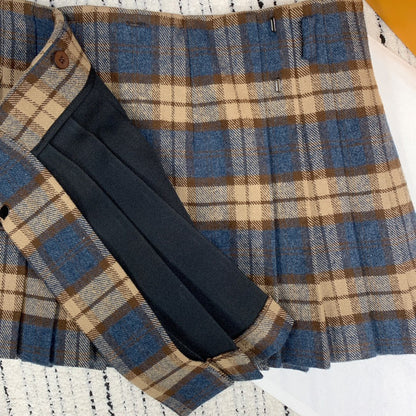 Paperclip Check Pleated Skirt