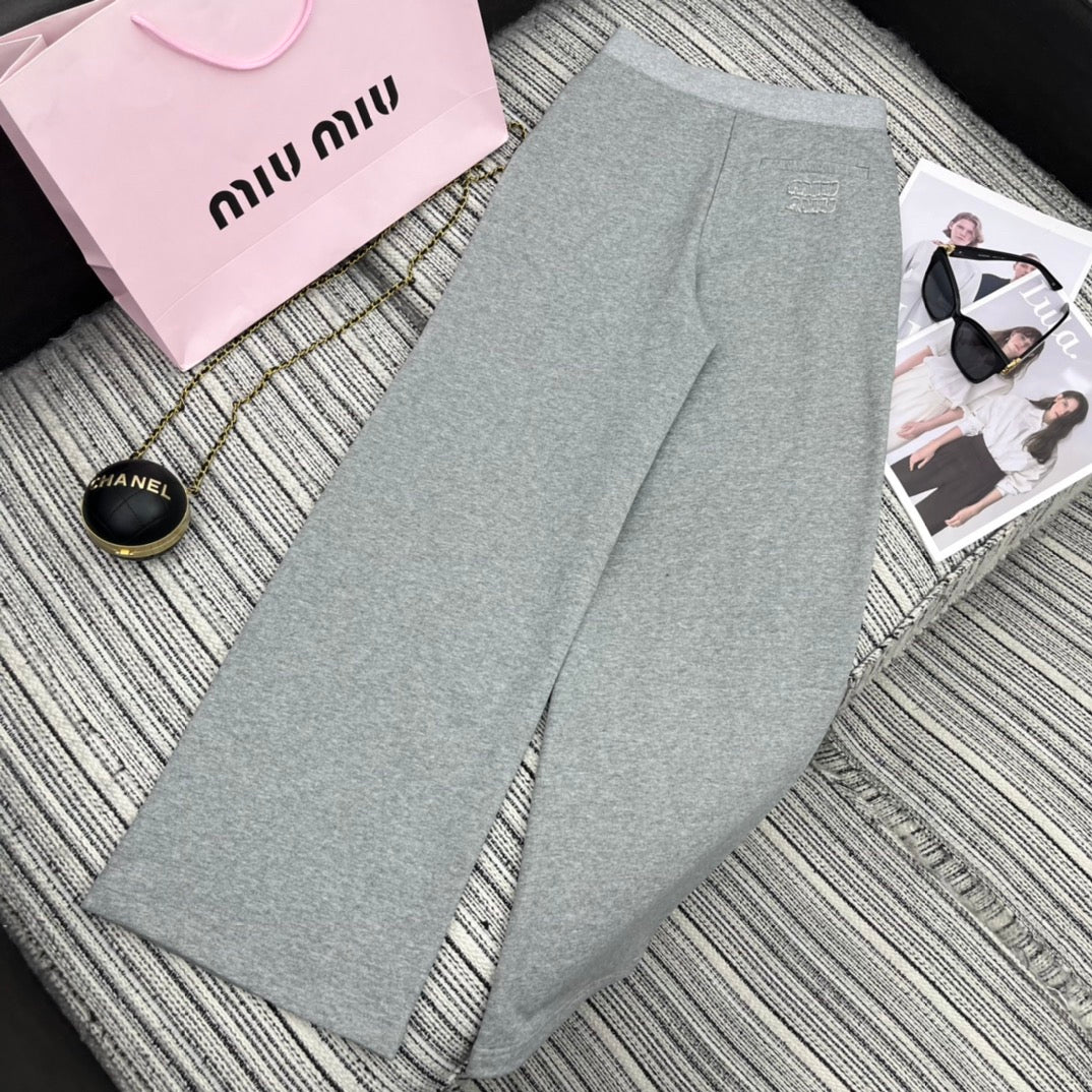 MIU25 Early Spring Elastic Casual Straight Pants