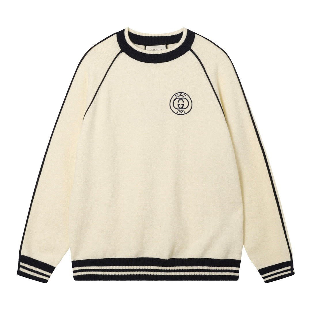 GUCC25 Early Spring Drop Shoulder Letter Embroidered Sweatshirt