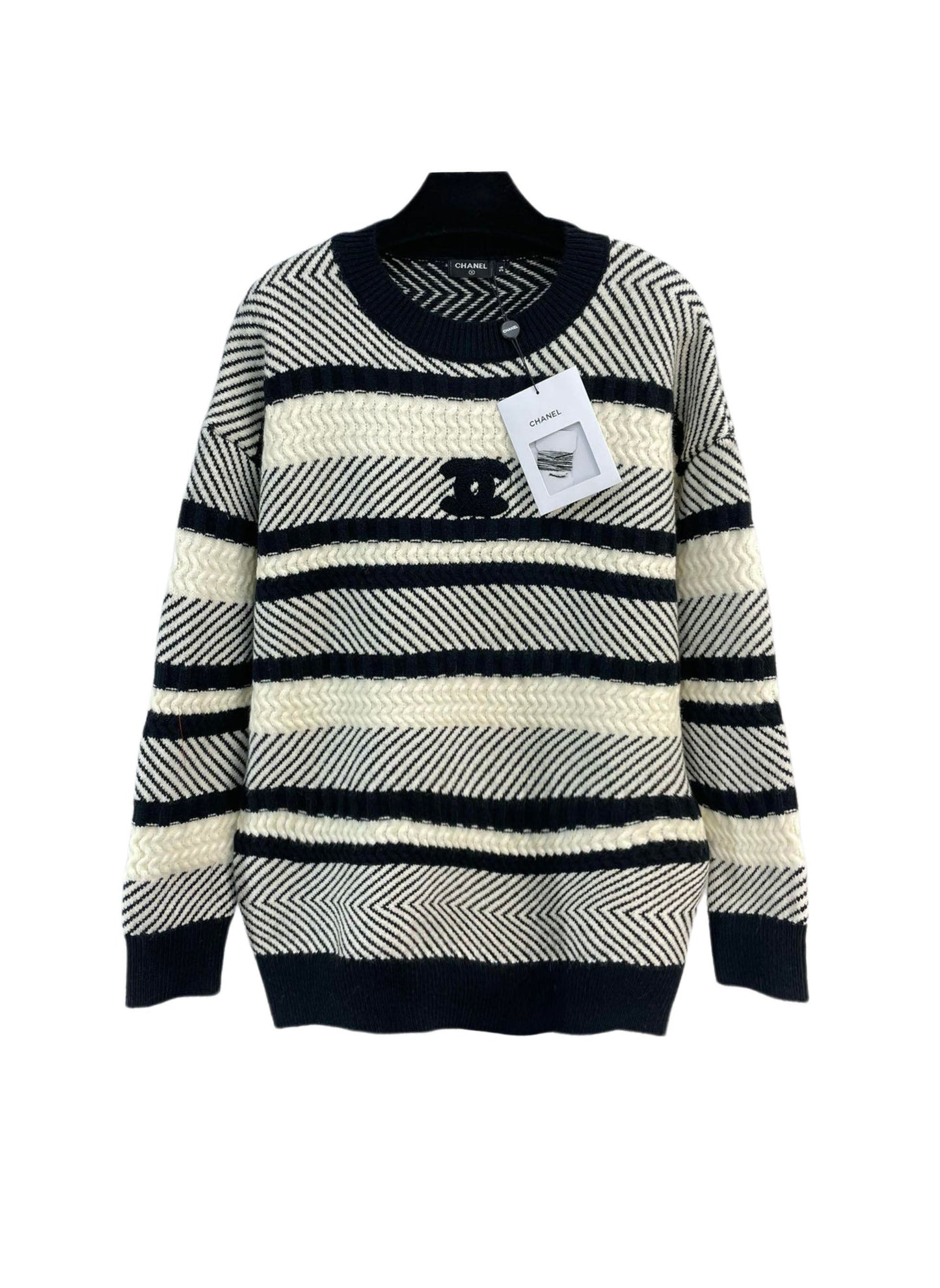 New logo contrast stripes fashionable loose sweater