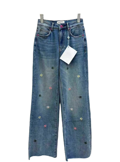 New embroidered straight jeans