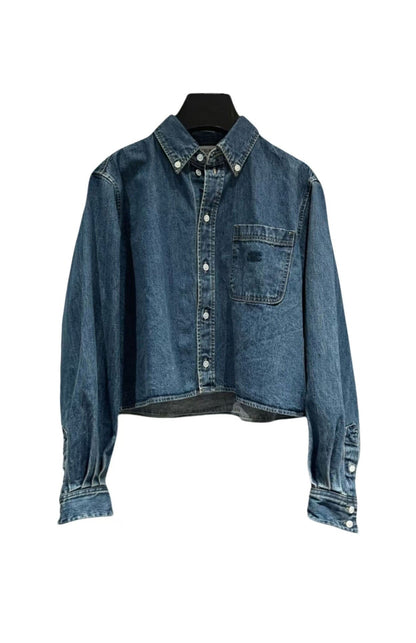 New Patch Pocket Embroidered Denim Shirt Jacket