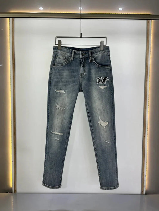 Dio Classic ripped logo jeans