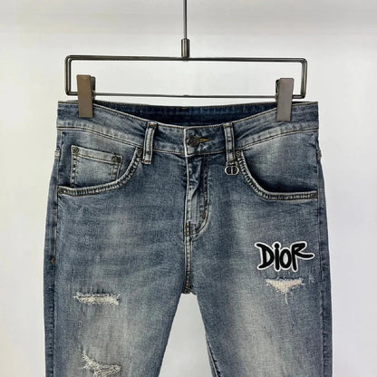 Dio Classic ripped logo jeans