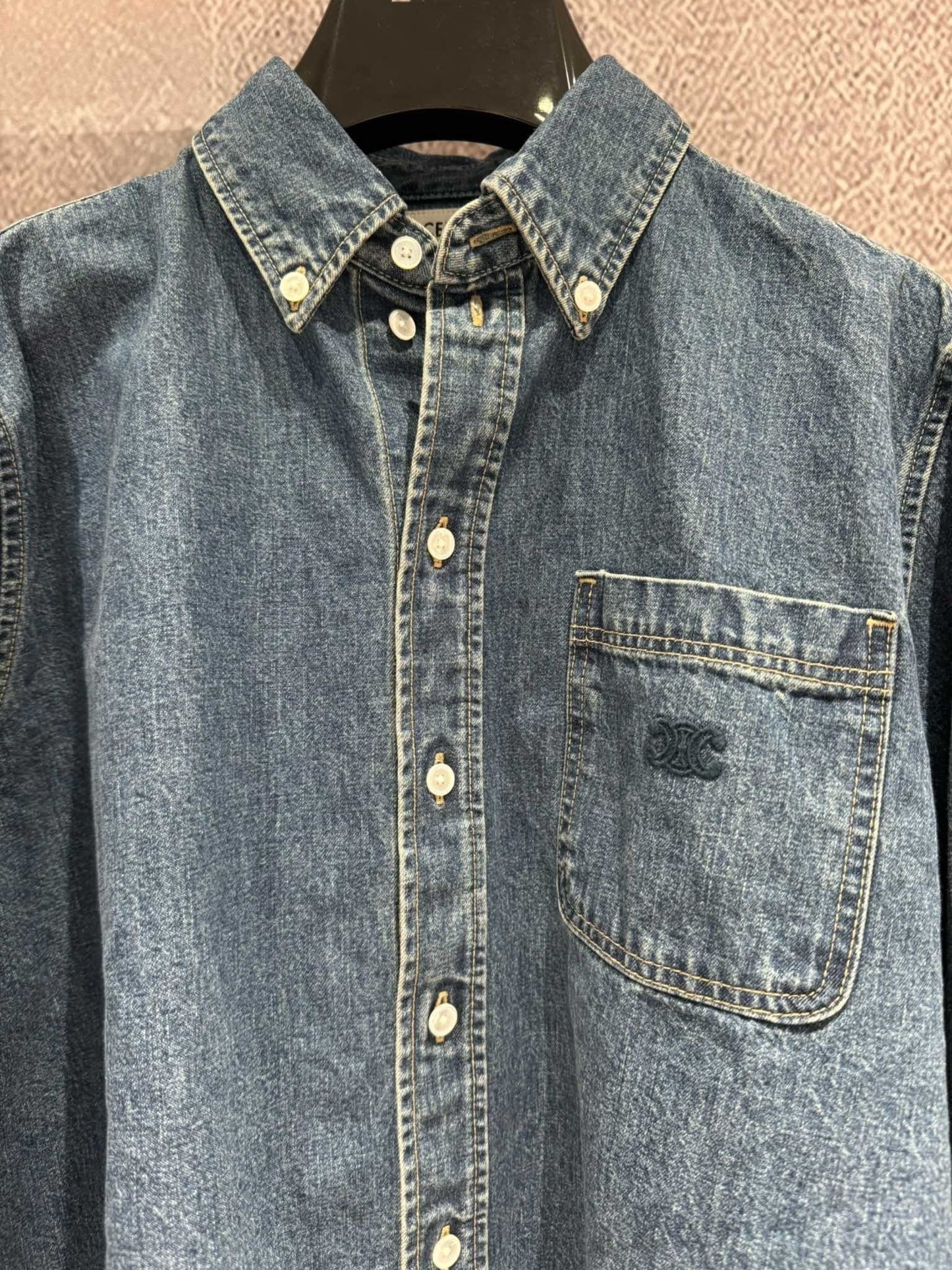 New Patch Pocket Embroidered Denim Shirt Jacket