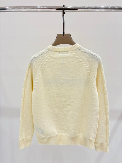 New solid color letter jacquard knitted long sleeve