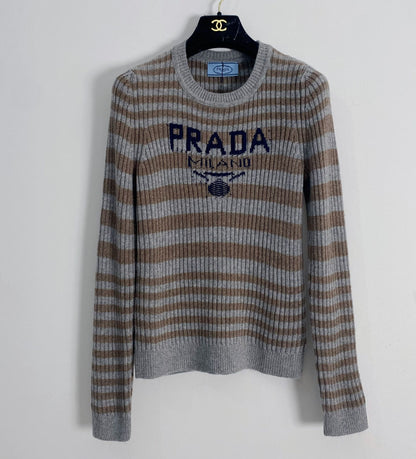 New contrast striped wool knit long sleeves