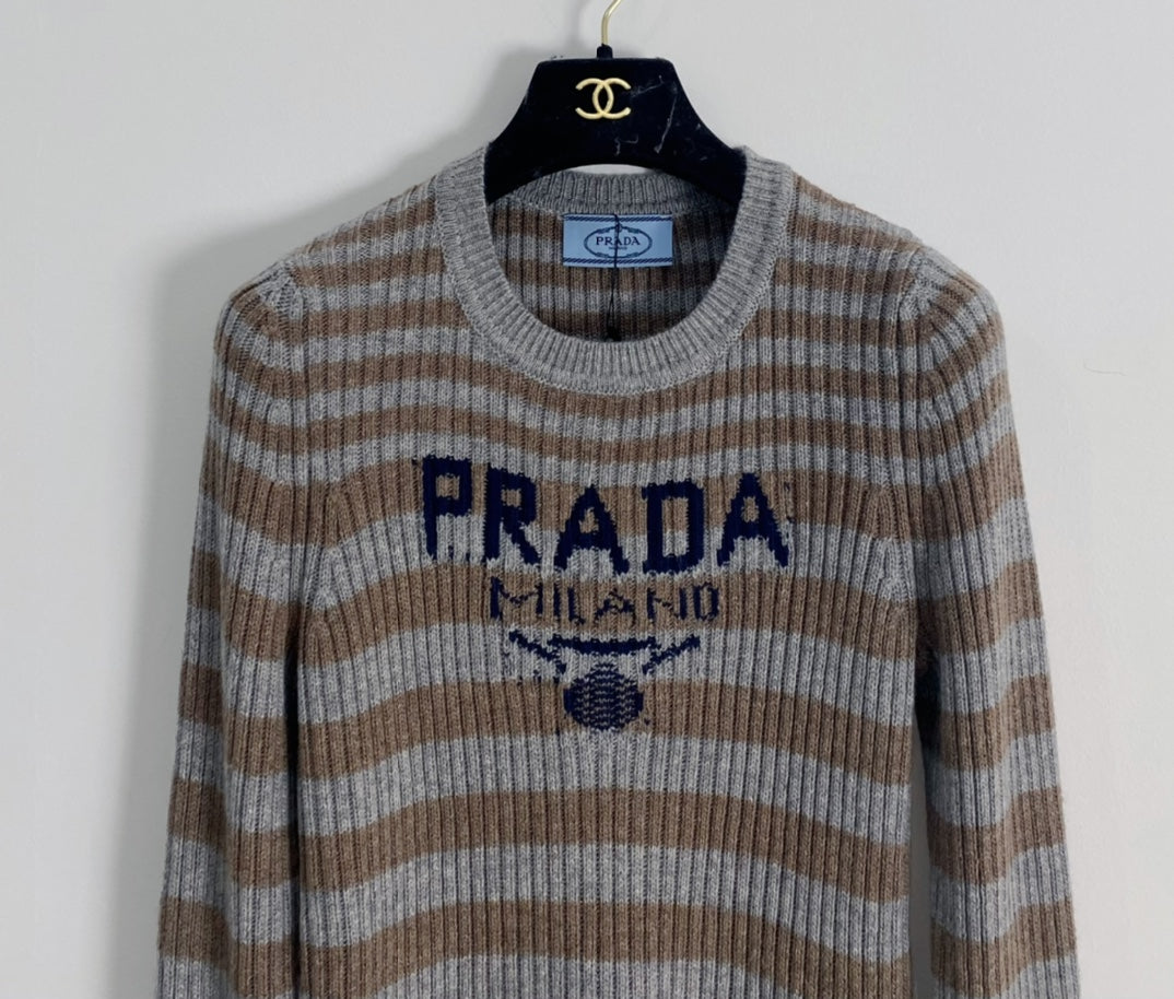 New contrast striped wool knit long sleeves