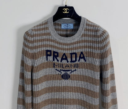 New contrast striped wool knit long sleeves