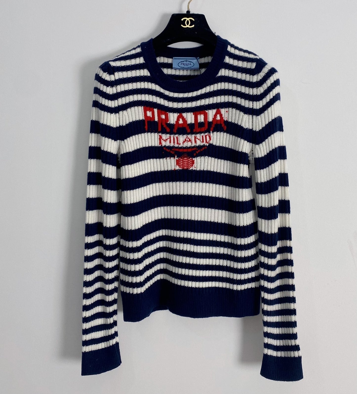 New contrast striped wool knit long sleeves