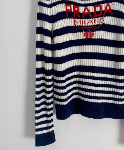 New contrast striped wool knit long sleeves