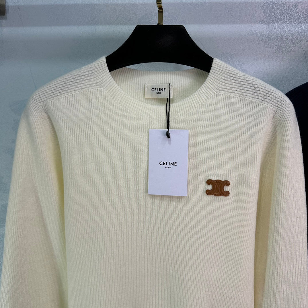 New crew neck logo cashmere sweater